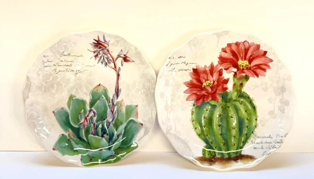 2-POTTERY BARN Desert Beauty Collection Watercolor Style Cactus 9